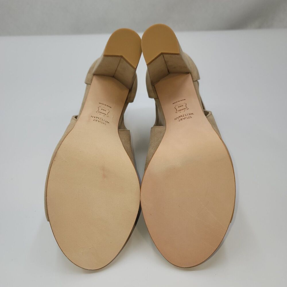 Stuart Weitzman Opendoor Tan Suede Peep Toe Side Cutout Ankle Booties Spain 8.5 - Picture 4 of 9